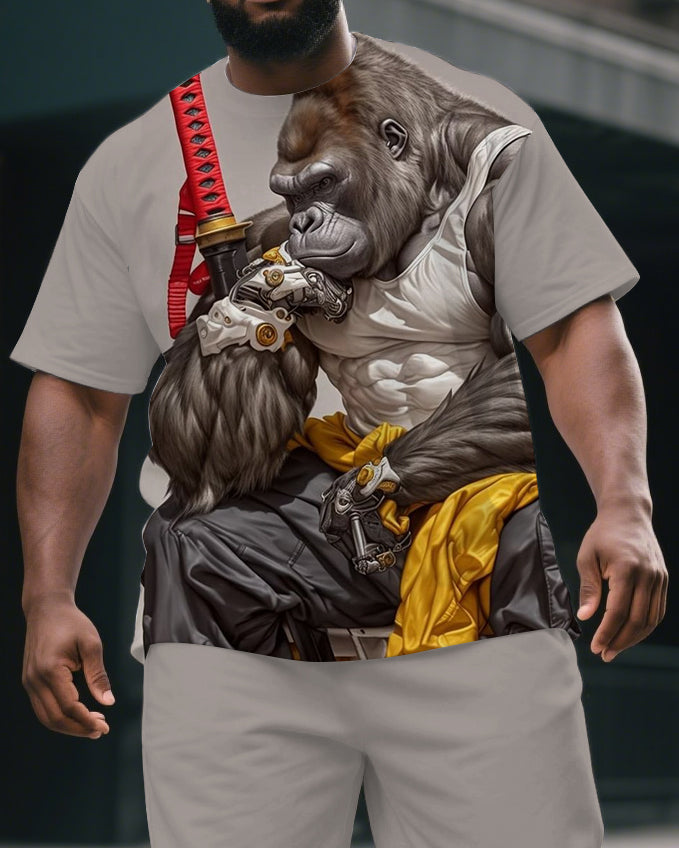 Big & Tall Graphic T-Shirt Shorts Set for big men view 2