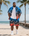 Big & Tall Hawaiian Gradient T-Shirt Shorts Set for big men view 1