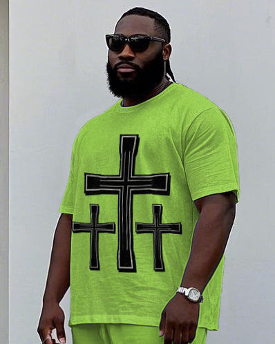 Big & Tall Streetwear T-Shirt Shorts Set for big men view 2