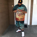 Big & Tall Graphic Streetwear Two-piece Set for big men