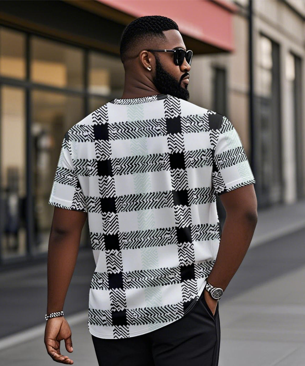 Big & Tall Black White Graphic T-Shirt for big men view 2