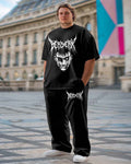 Big & Tall Black Graphic Graffiti T-Shirt Pants Set for big men view 1