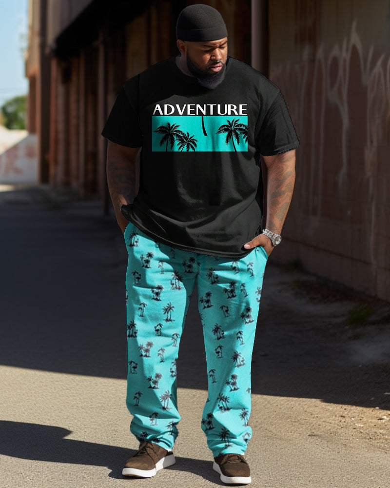 Big & Tall Hawaiian T-Shirt Pants Set for big men view 1