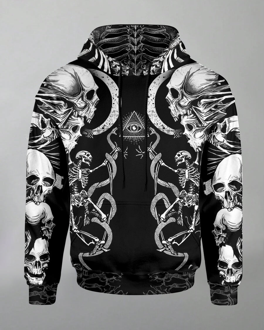 Big & Tall Skull Hoodie Sweatpants Set for big men view 2