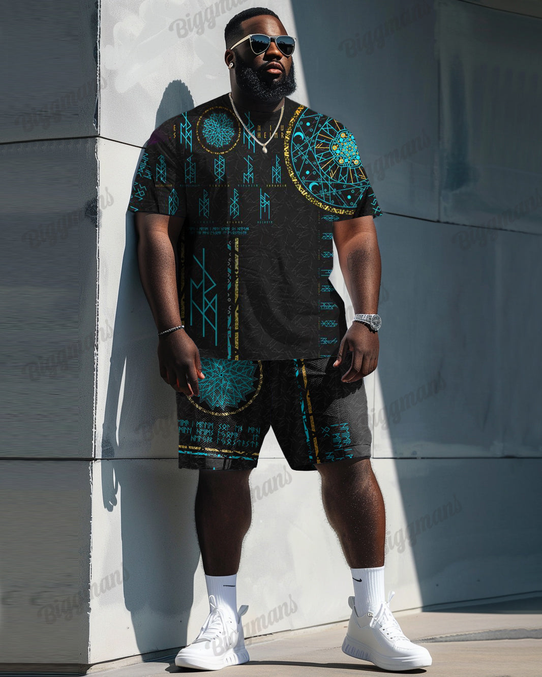 Big & Tall Graphic T-Shirt Shorts Set for big men view 1