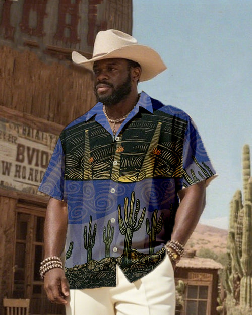 Big & Tall Western Graphic T-Shirt Pants Set for big men view 2