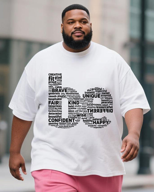 Big & Tall Pink Graphic T-Shirt Shorts Set for big men view 2