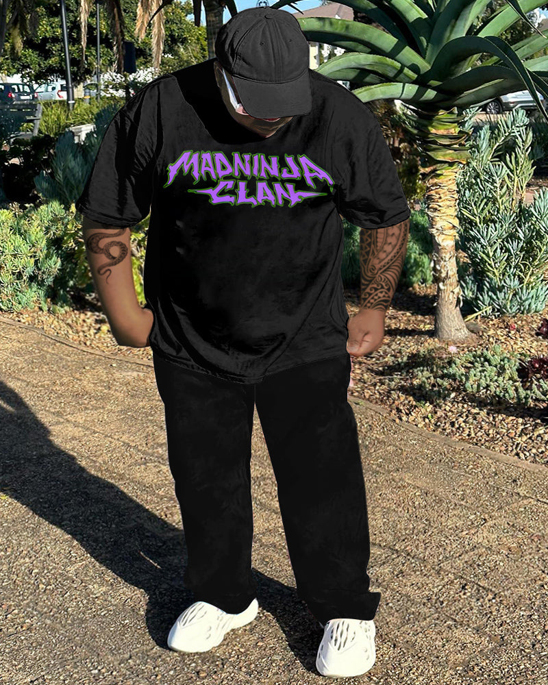 Big & Tall Graphic Streetwear Two-piece Set for big men