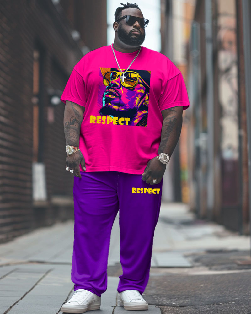Big & Tall Graphic Graffiti T-Shirt Pants Set for big men view 1