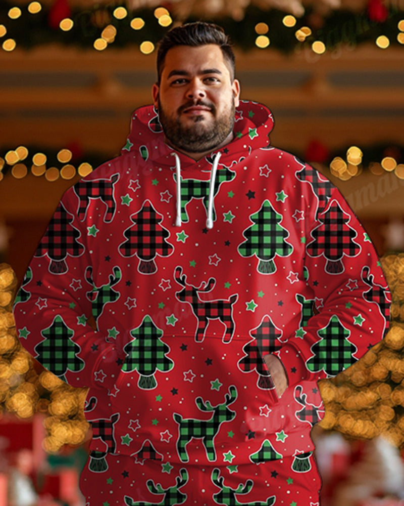 Big & Tall Plaid Hoodie Sweatpants Set for big men view 2