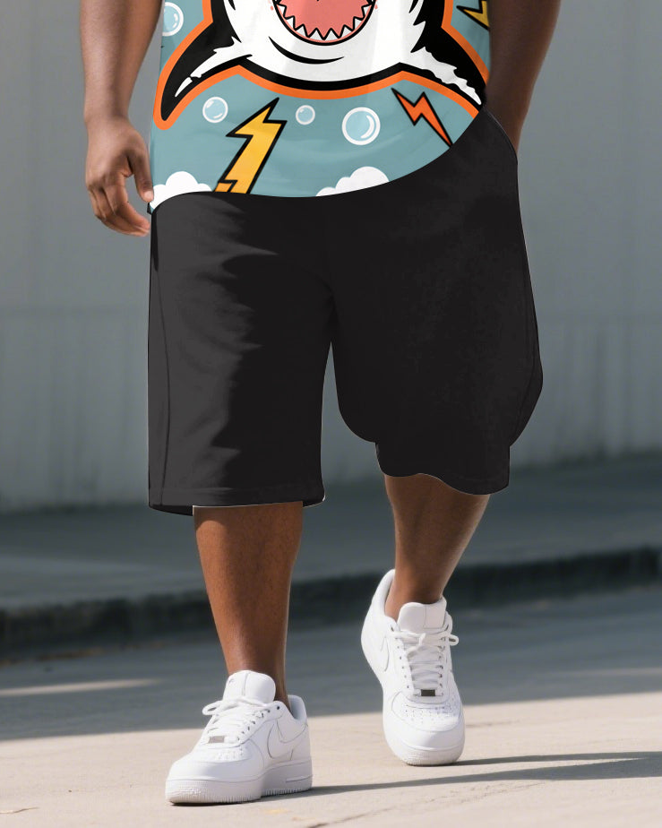 Big & Tall Graffiti Streetwear Polo Shorts Set for big men view 3