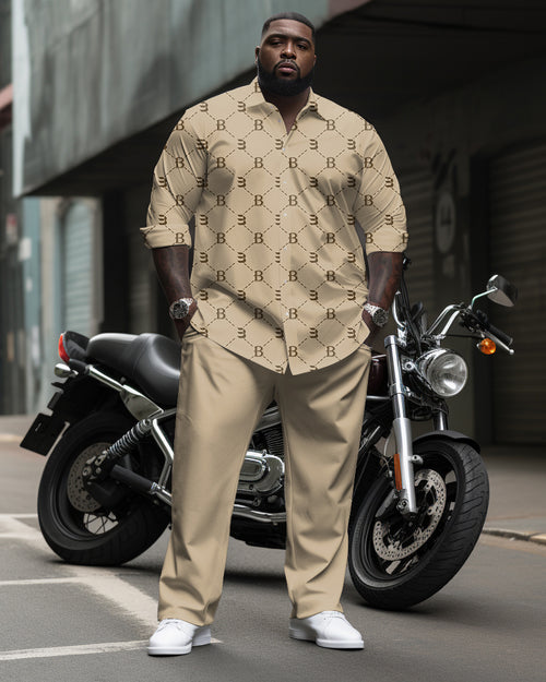 Big & Tall Graphic Business Casual T-Shirt Pants Set for big men view 1