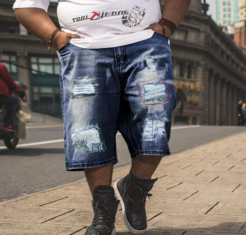 Big & Tall Blue Denim Graffiti Jeans for big men view 1