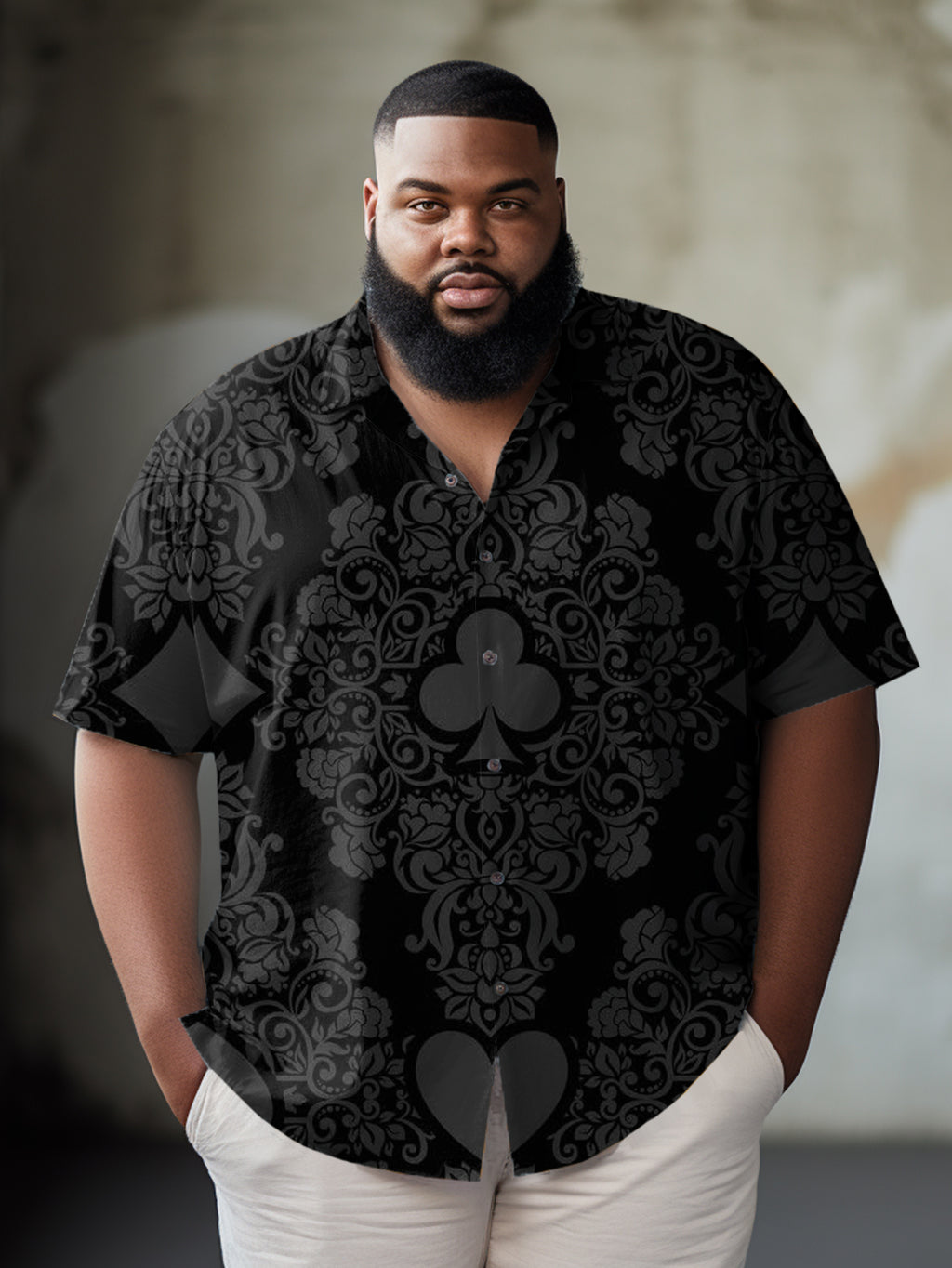 Big & Tall Black Graphic Short Sleeve Shirt for big men view 1