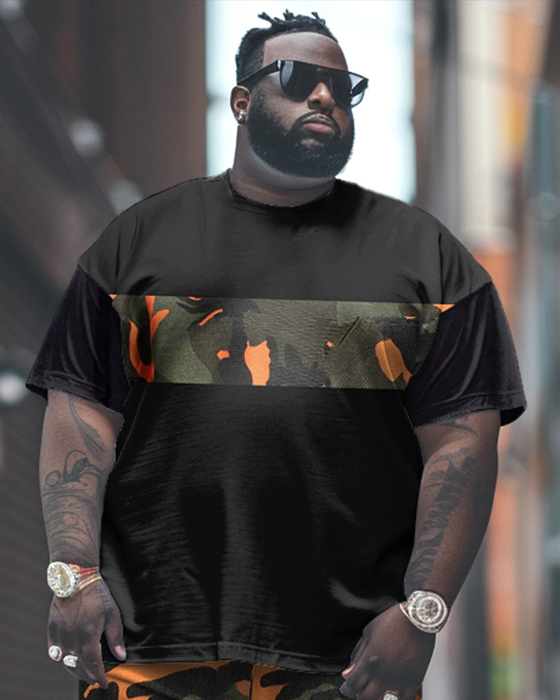 Big & Tall Graphic Camouflage T-Shirt Pants Set for big men view 2