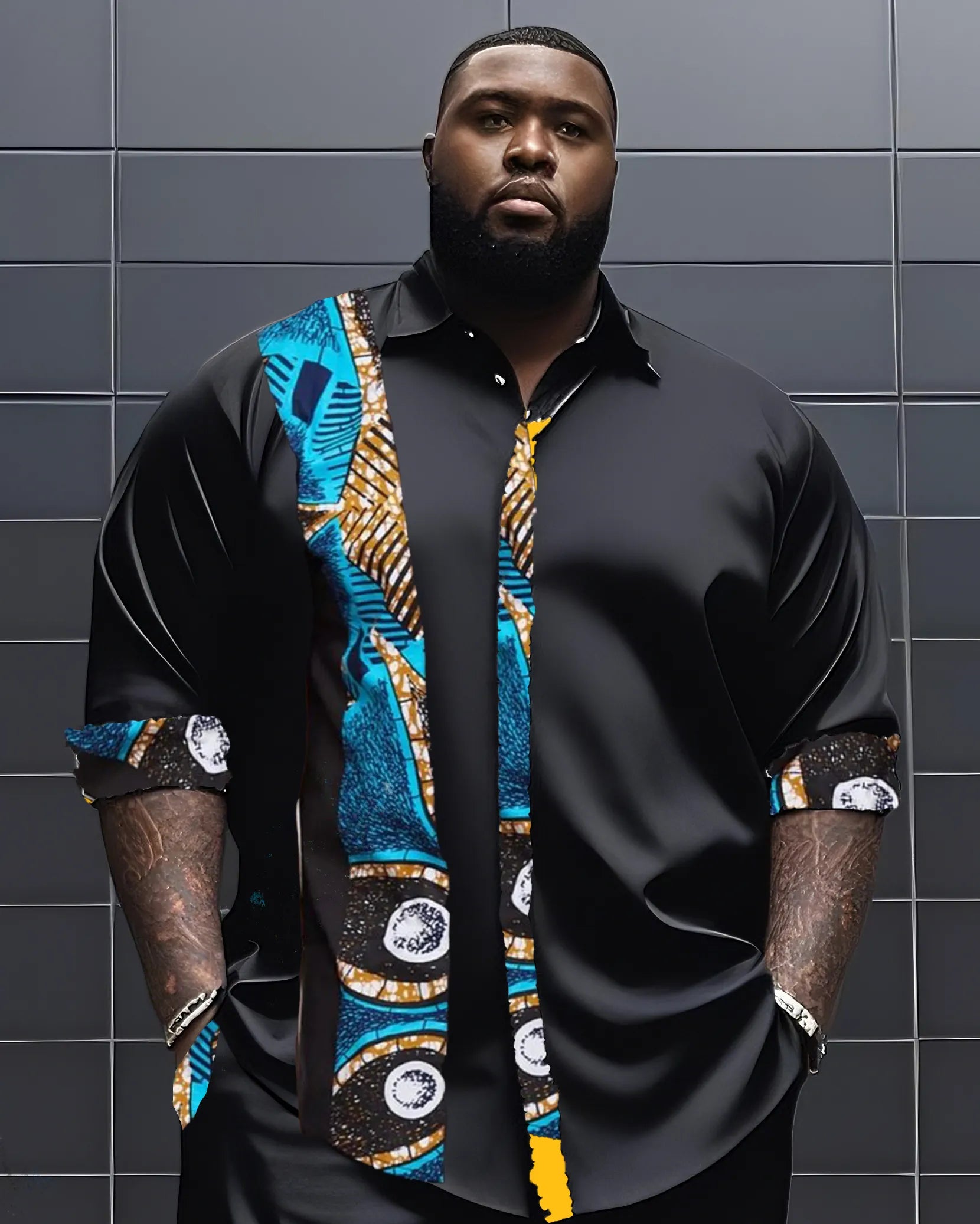 Big & Tall Graphic Streetwear T-Shirt Pants Set for big men view 2