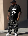 Big & Tall Geometric Graphic T-Shirt Pants Set for big men view 1