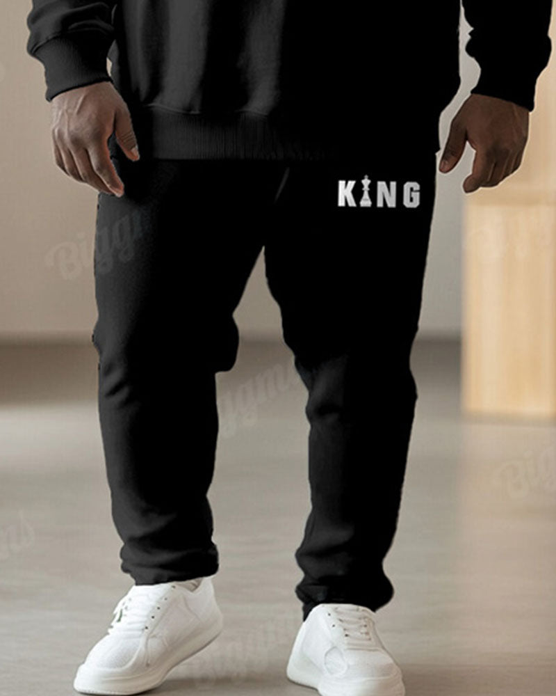 Big & Tall Black Graphic Two-piece Set for big men view 3