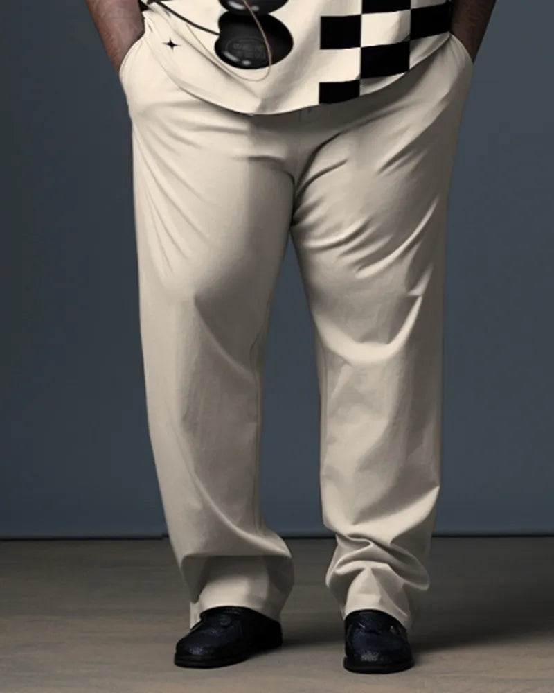 Big & Tall Colorblock Plaid Polo Pants Set for big men view 3