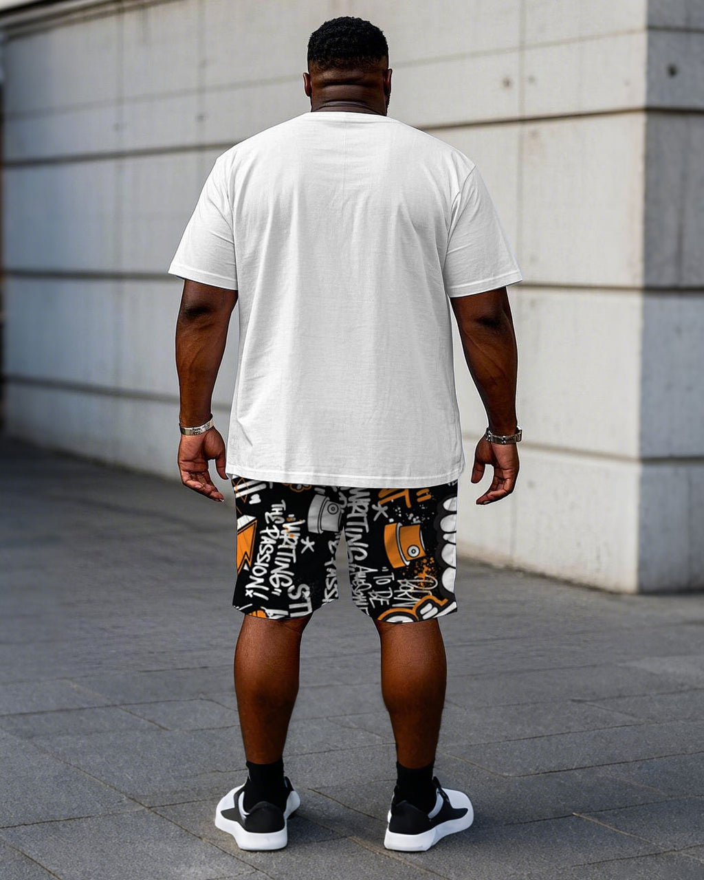 Big & Tall Streetwear T-Shirt Shorts Set for big men view 4