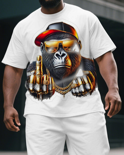 Big & Tall Graphic T-Shirt Shorts Set for big men view 2