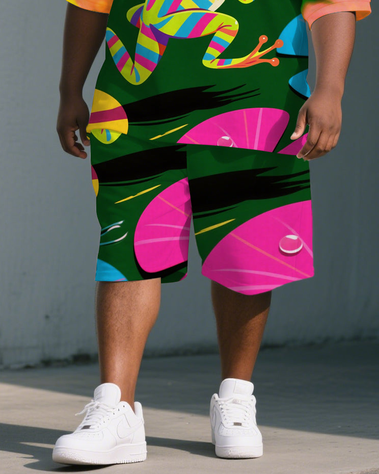 Big & Tall Streetwear Polo Shorts Set for big men view 3