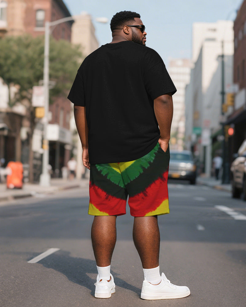 Big & Tall Juneteenth Graphic T-Shirt Shorts Set for big men view 4