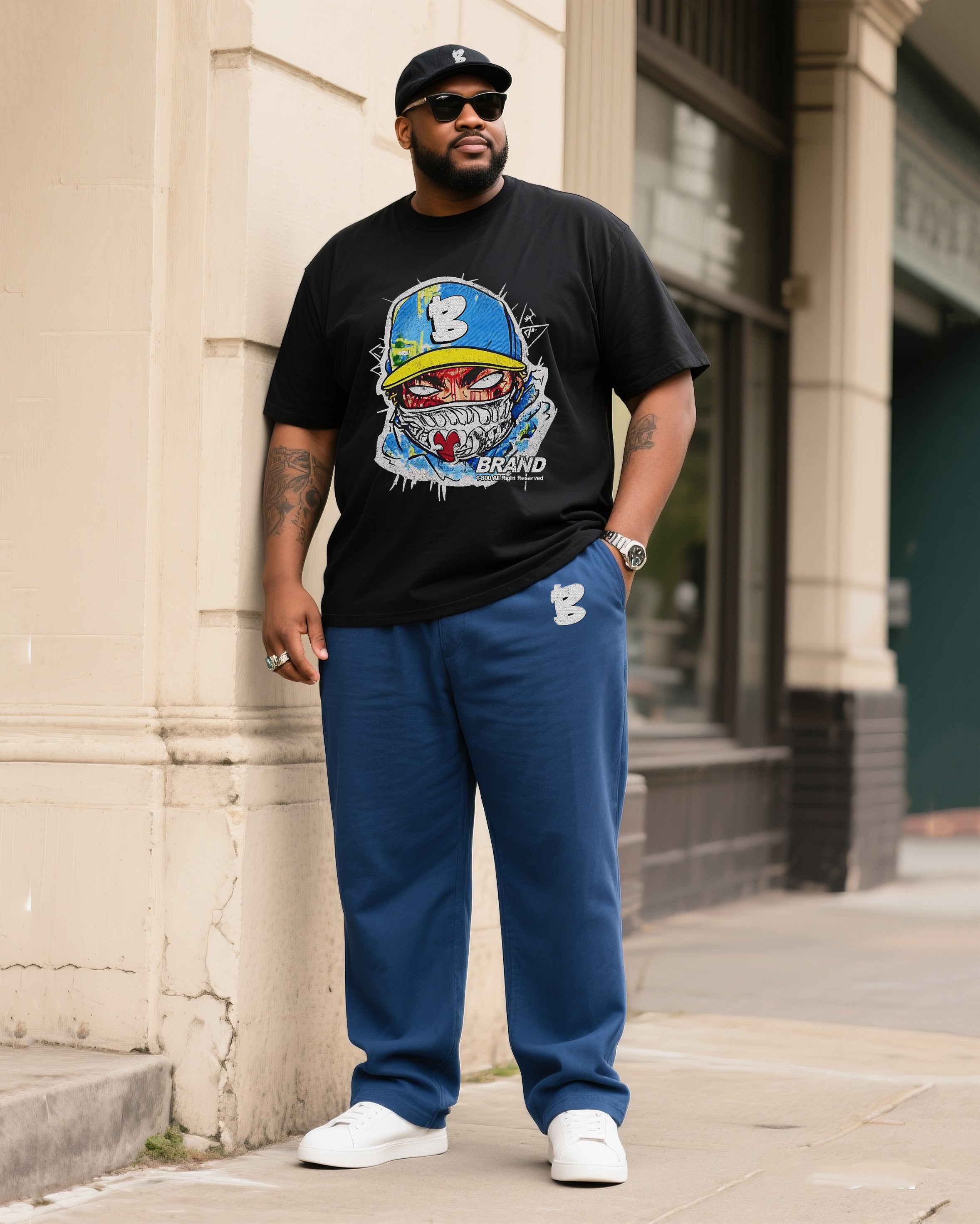 Big & Tall Streetwear T-Shirt Pants Set for big men view 2