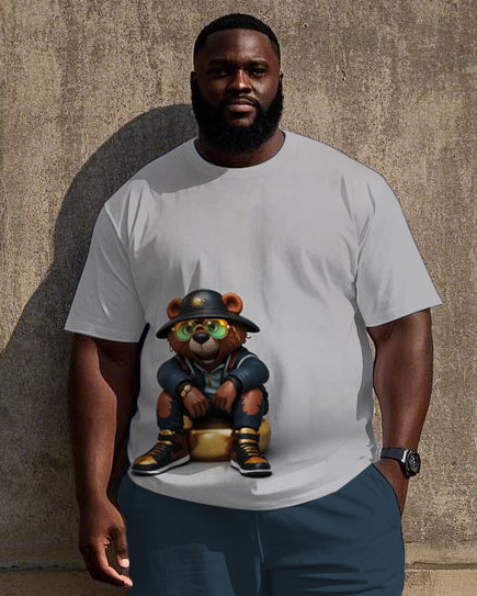 Big & Tall Streetwear T-Shirt Shorts Set for big men view 2