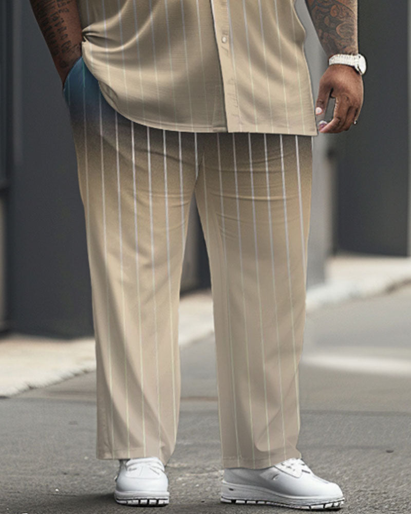 Big & Tall Gradient Striped Graphic Shirt Pants Set for big men view 3