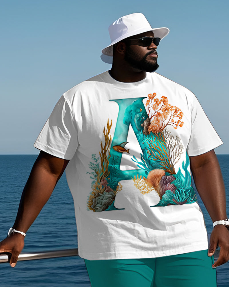 Big & Tall Graphic T-Shirt Shorts Set for big men view 3