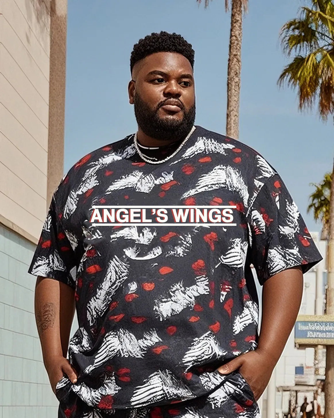 Big & Tall Vintage T-Shirt Shorts Set for big men view 2