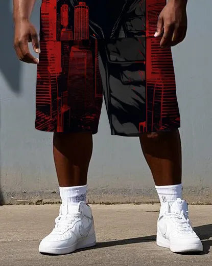 Big & Tall Streetwear T-Shirt Shorts Set for big men view 3