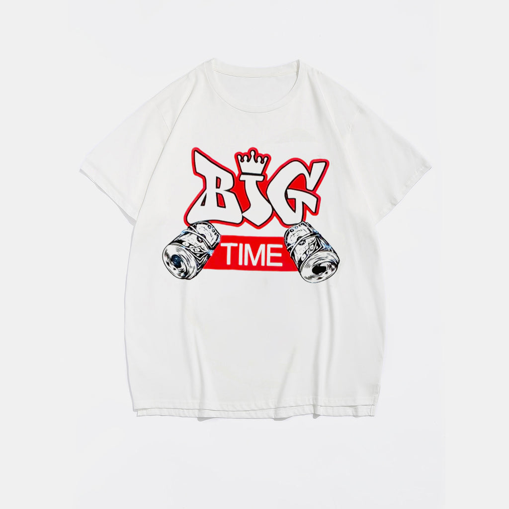 Big & Tall White Graphic Streetwear T-Shirt for big men view 2
