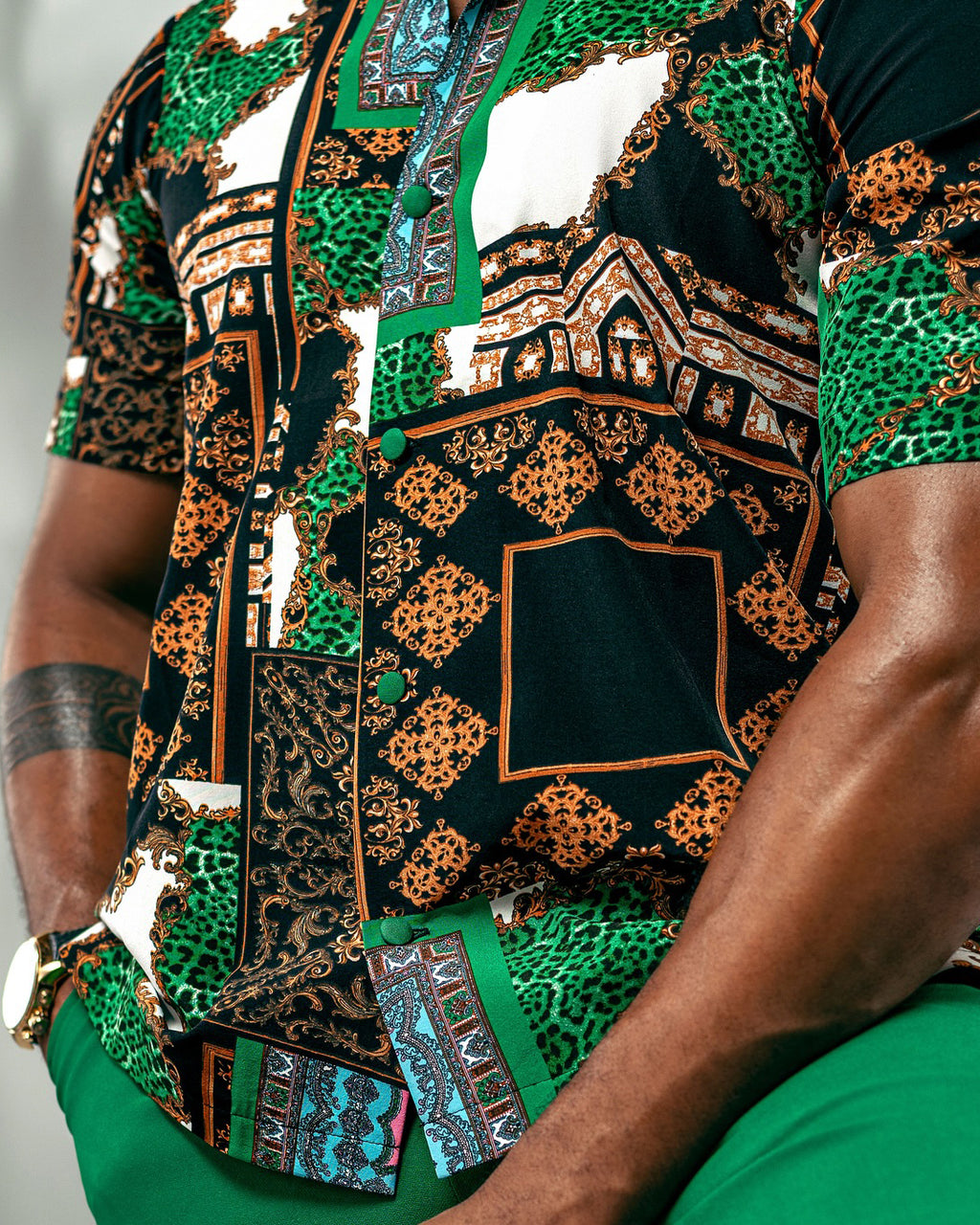 Big & Tall Graphic T-Shirt Shorts Set for big men view 5