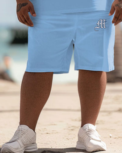 Big & Tall Hawaiian Graphic T-Shirt Shorts Set for big men view 4