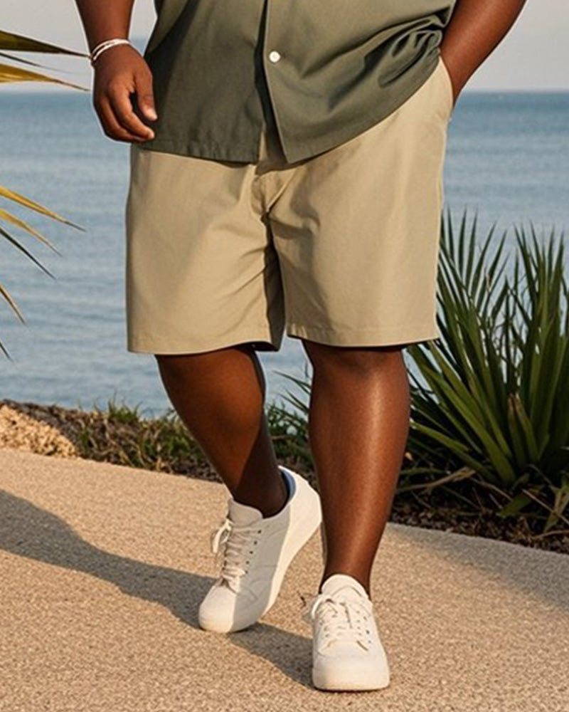 Big & Tall Green Hawaiian Gradient T-Shirt Shorts Set for big men view 3