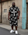 Big & Tall Streetwear T-Shirt Shorts Set for big men view 1