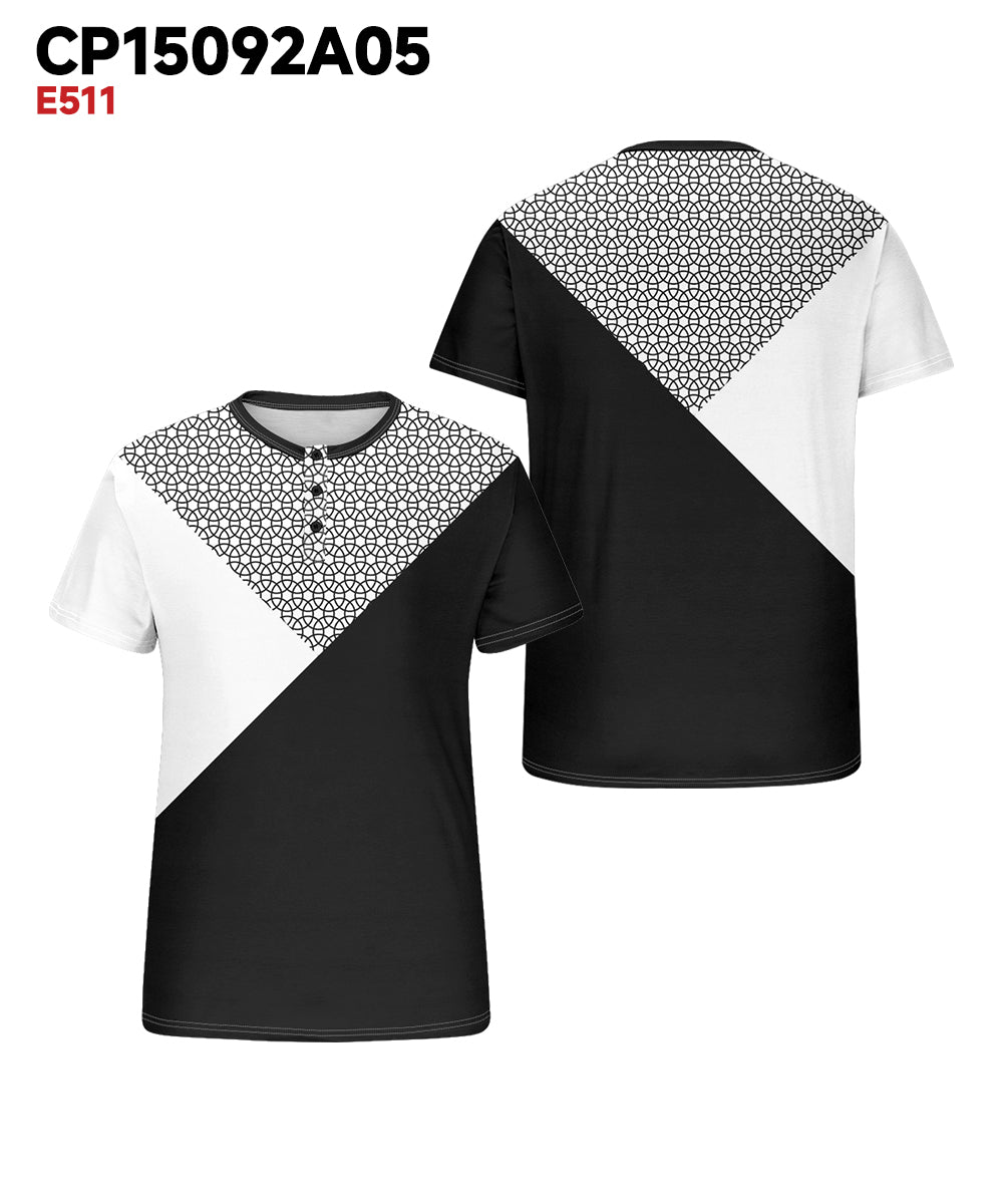 Big & Tall Black White Colorblock T-Shirt for big men view 3