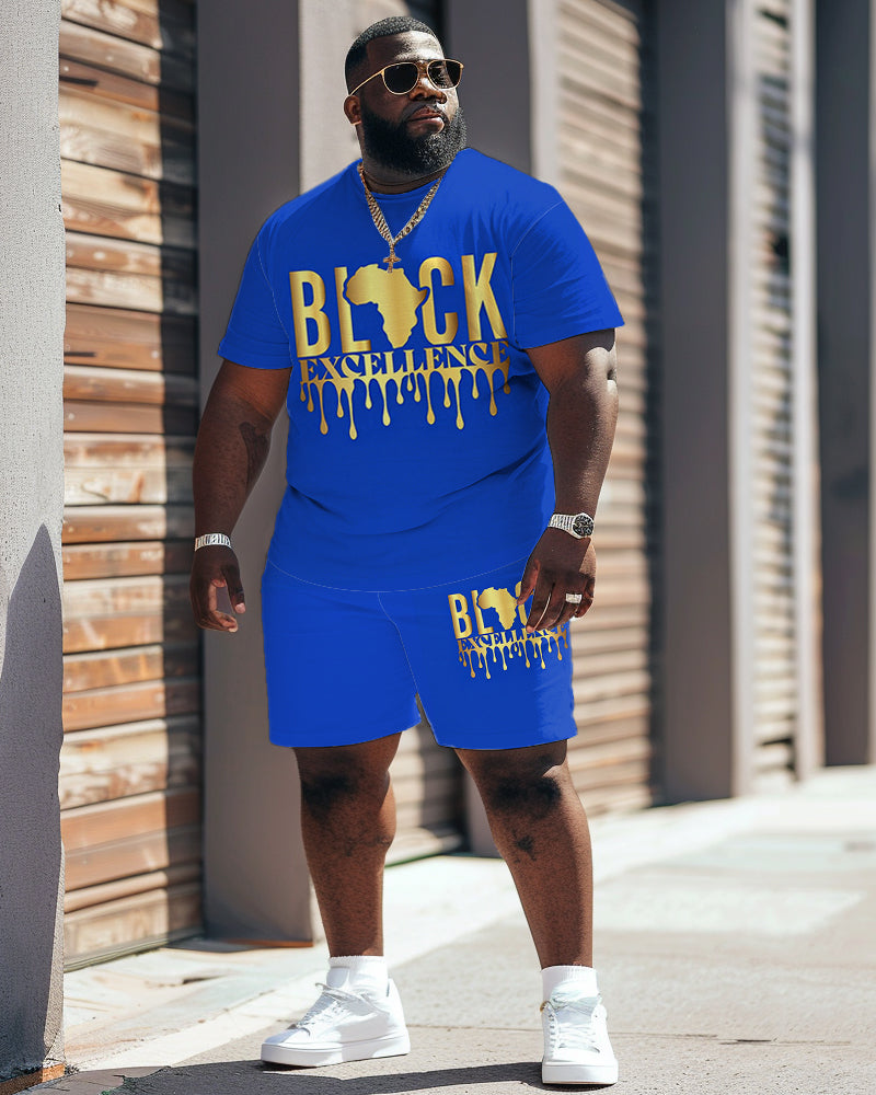 Big & Tall Black Juneteenth T-Shirt Shorts Set for big men view 6