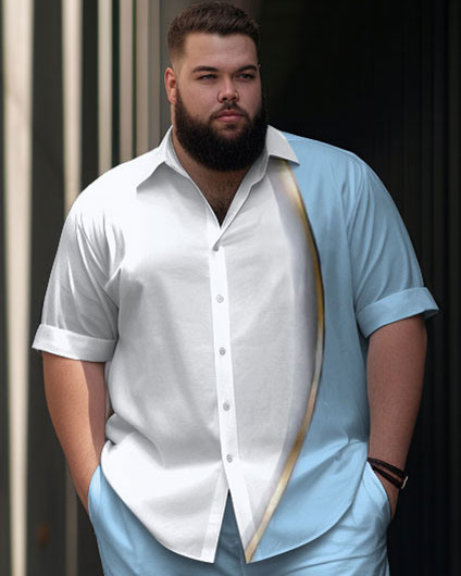 Big & Tall Blue Gradient Shirt Pants Set for big men view 2