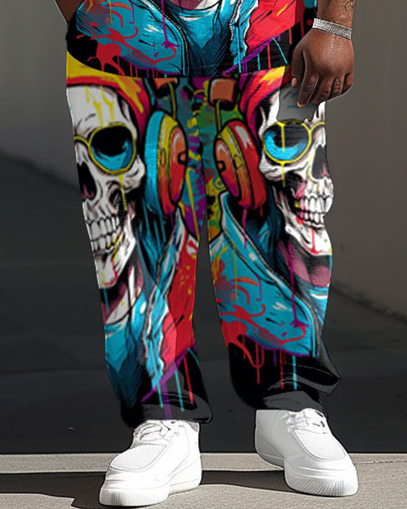 Big & Tall Graphic Graffiti T-Shirt Pants Set for big men view 3