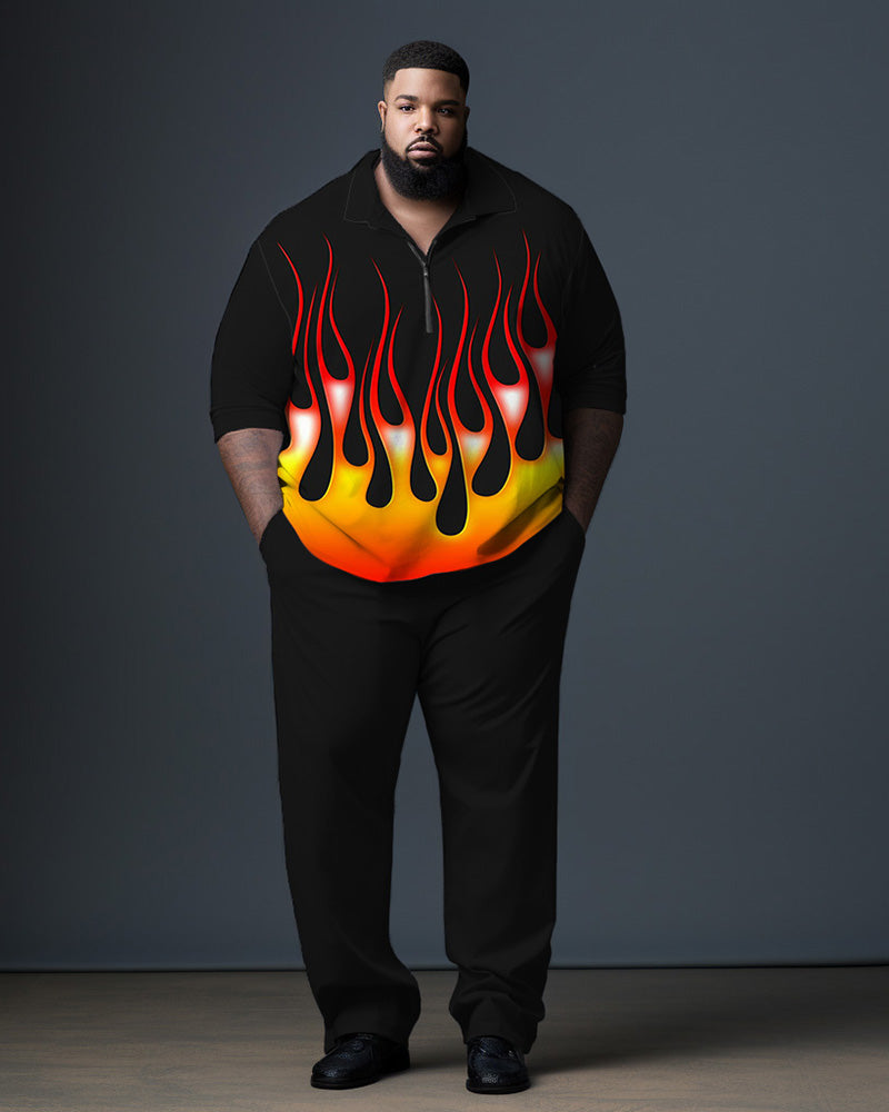 Big & Tall Black Gradient Polo Pants Set for big men view 1