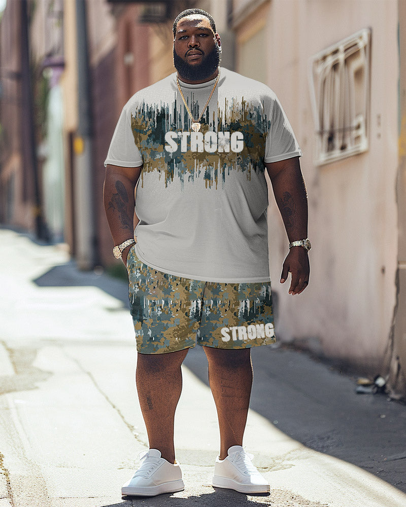 Big & Tall Colorblock Graphic Two-piece Set for big men view 1
