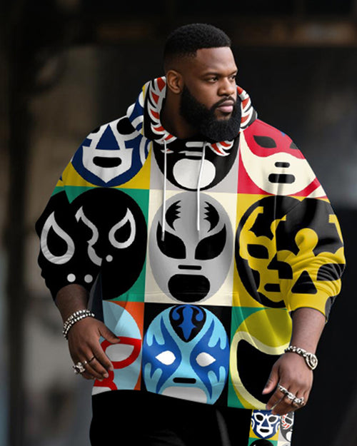 Big & Tall Graphic Streetwear Hoodie Sweatpants Set for big men view 2