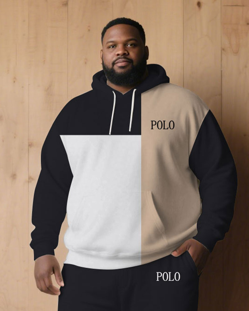 Big & Tall Colorblock Geometric Hoodie Sweatpants Set for big men view 6