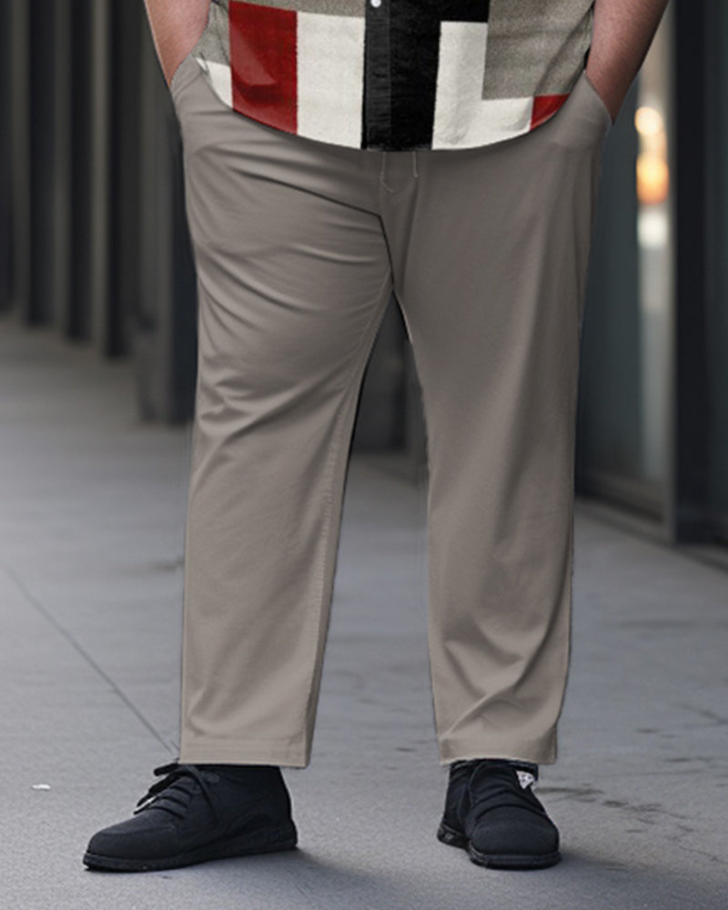 Big & Tall Geometric Plaid Graphic T-Shirt Pants Set for big men view 3