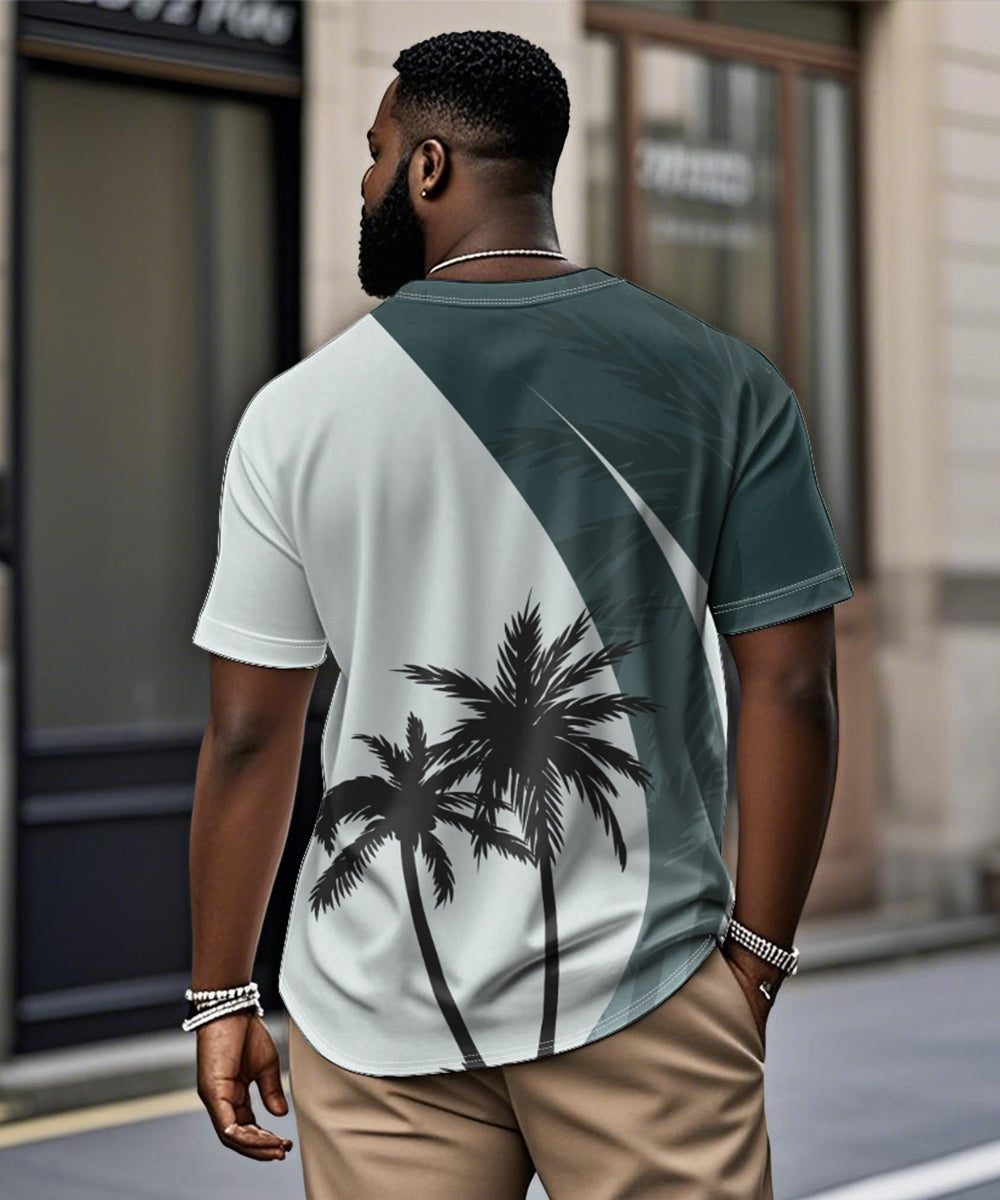 Big & Tall Green Hawaiian Colorblock T-Shirt for big men view 2