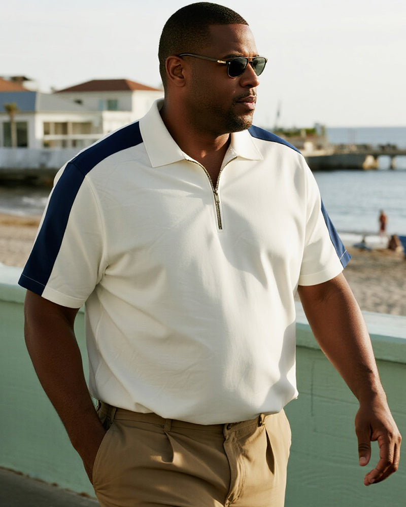 Big & Tall Black Colorblock Polo Shirt for big men view 2