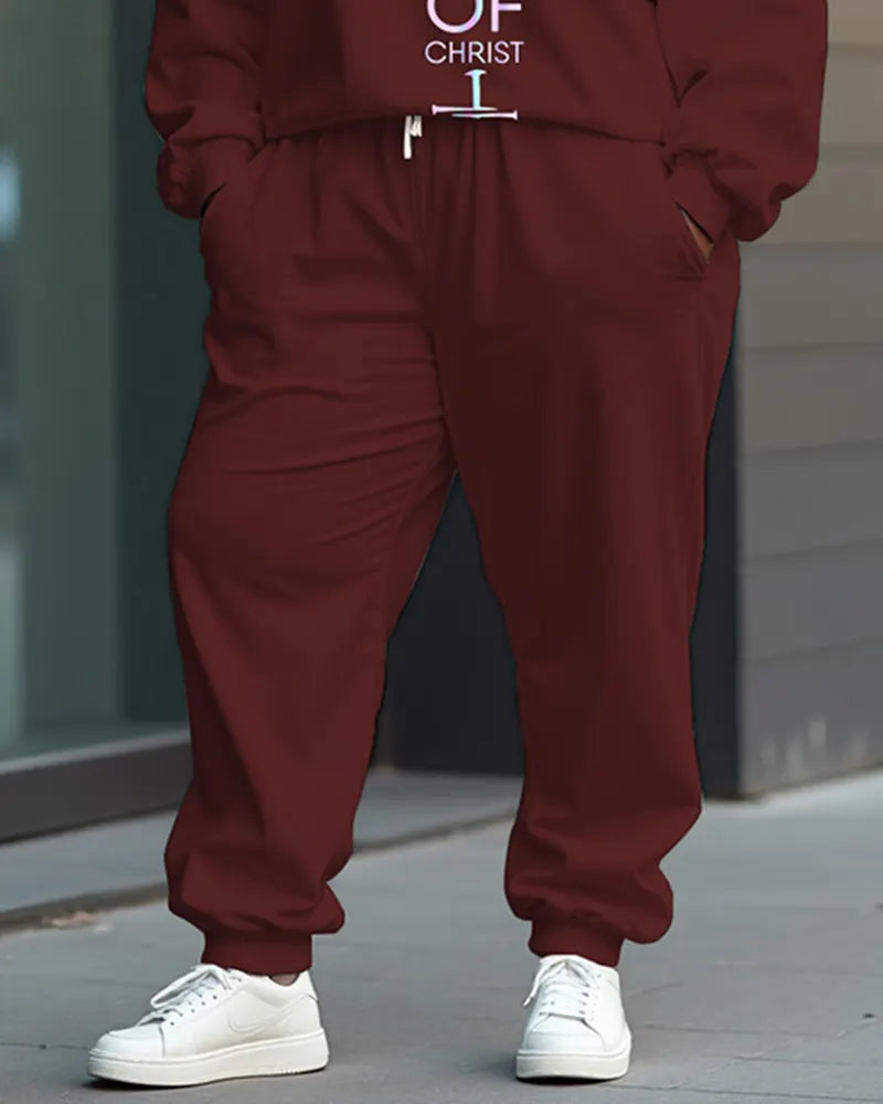 Big & Tall Solid Color Graphic Two-piece Set for big men view 3
